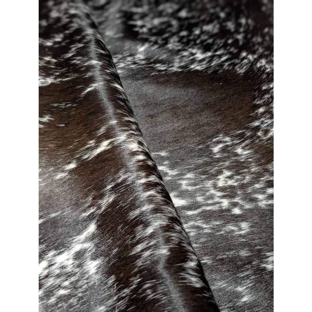 Black and white speckled extra large cowhide rug, soft underfoot