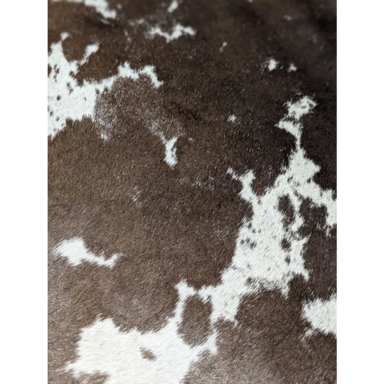 Extra large cowhide rug SaltPepTRI #263 with brown white patches soft underfoot