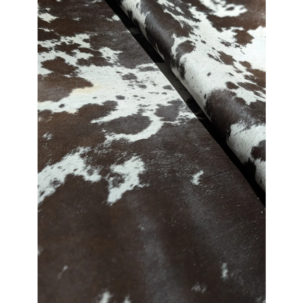 Extra large SaltPepTRI #263 cowhide rug, soft underfoot black and white spots