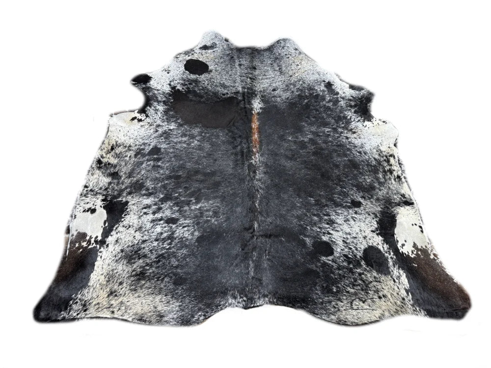Beautiful large cowhide rug saltpeptri505 with black and white natural irregular patches arriving soon
