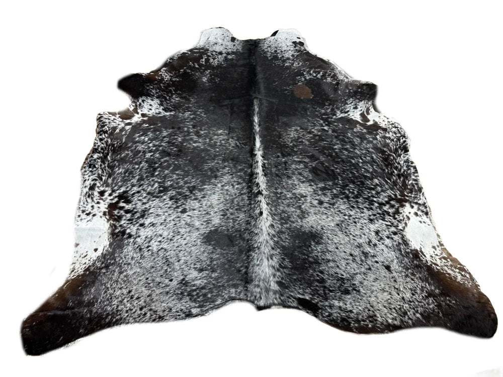 Saltpeptri507 beautiful large cowhide rug with black and white speckled natural fur texture cowhides make beautiful decor