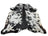 Black and white spotted large cowhide rug with natural texture from saltpeptri570 beautiful rugs arriving soon