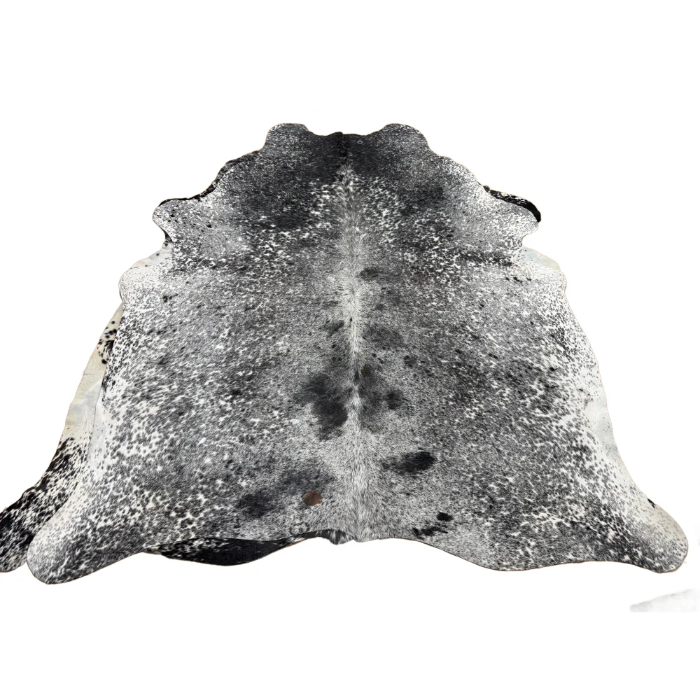 Black and white speckled extra large cowhide rug saltpeptricolour 478 with rustic charm and unique characteristics arriving soon