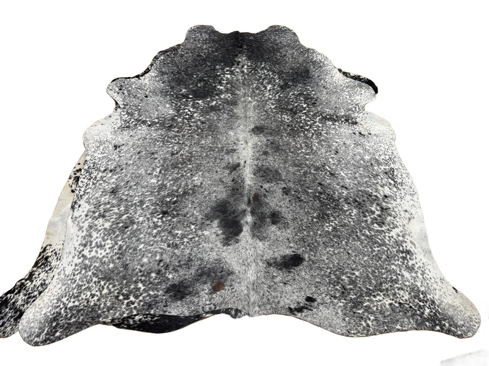 Black and white speckled extra large cowhide rug saltpeptricolour 478 with rustic charm and unique characteristics arriving soon