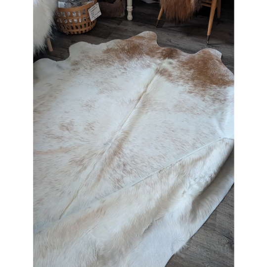 A soft large cowhide rug salty2 by angus oliver in natural white and tan perfect for beautiful rugs lovers