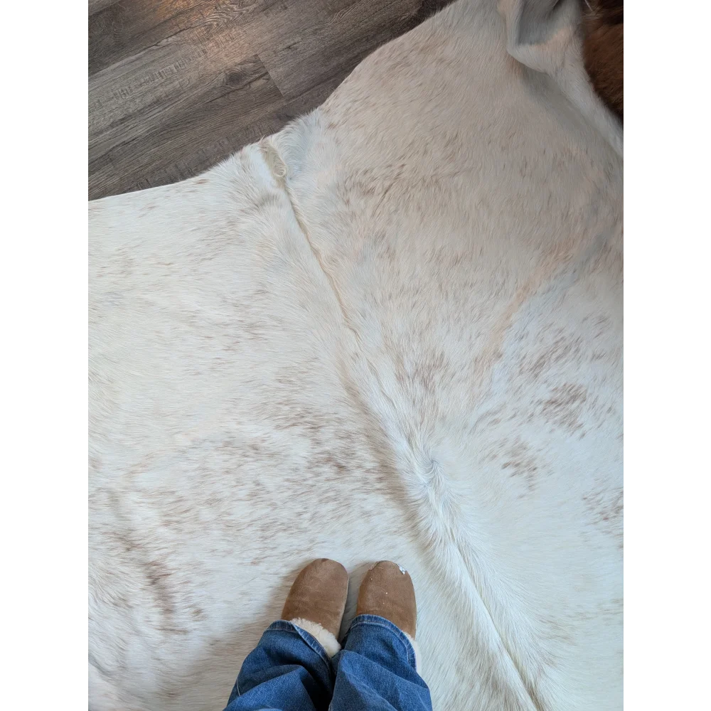 Soft large cowhide rug salty 2 with white and natural brown speckles perfect for beautiful rugs by angus oliver