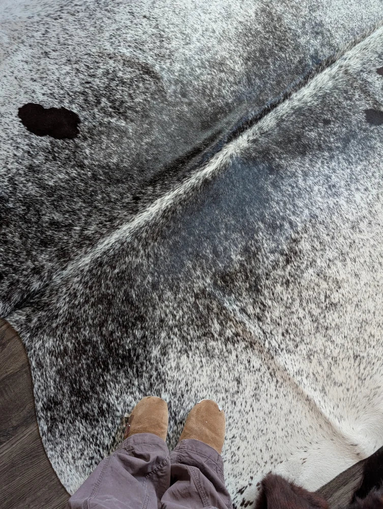 Extra large black and white spotted cowhide rug salty3 with rustic charm and a natural textured surface for beautiful rugs
