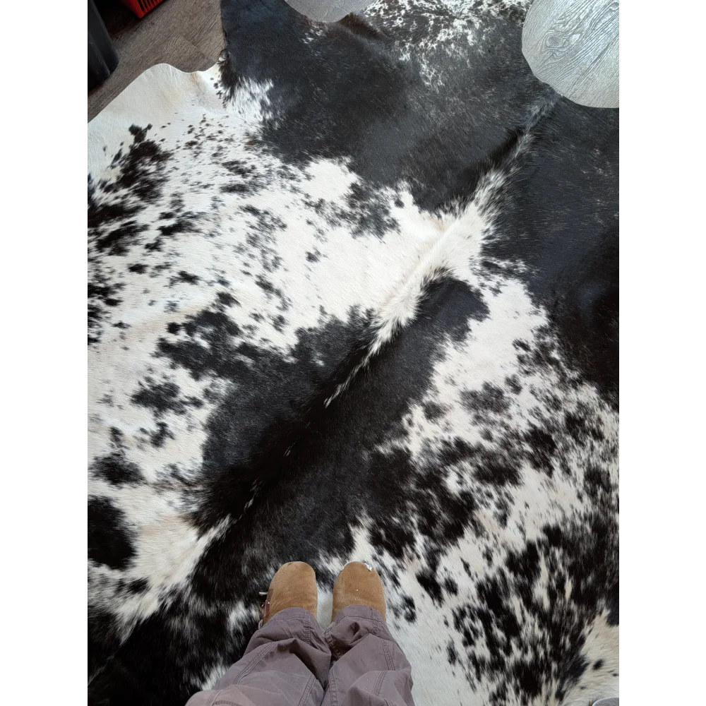 Extra large black and white cowhide rug salty5 with natural fur texture adds rustic charm to beautiful rugs collection