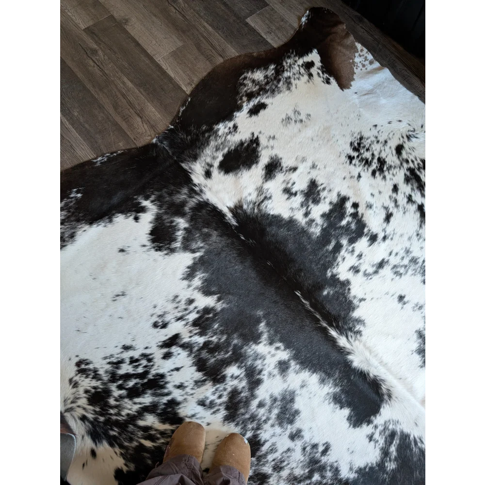 Black and white extra large cowhide rug salty5 with natural fur texture perfect for rustic charm and beautiful rugs