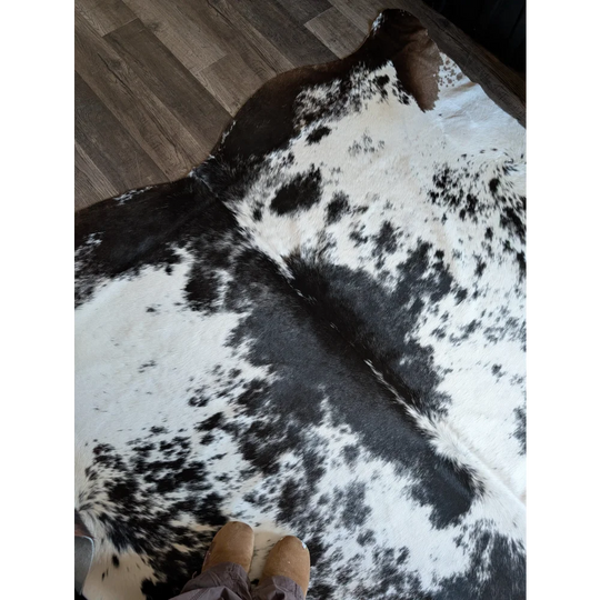 Black and white extra large cowhide rug salty5 with natural fur texture perfect for rustic charm and beautiful rugs