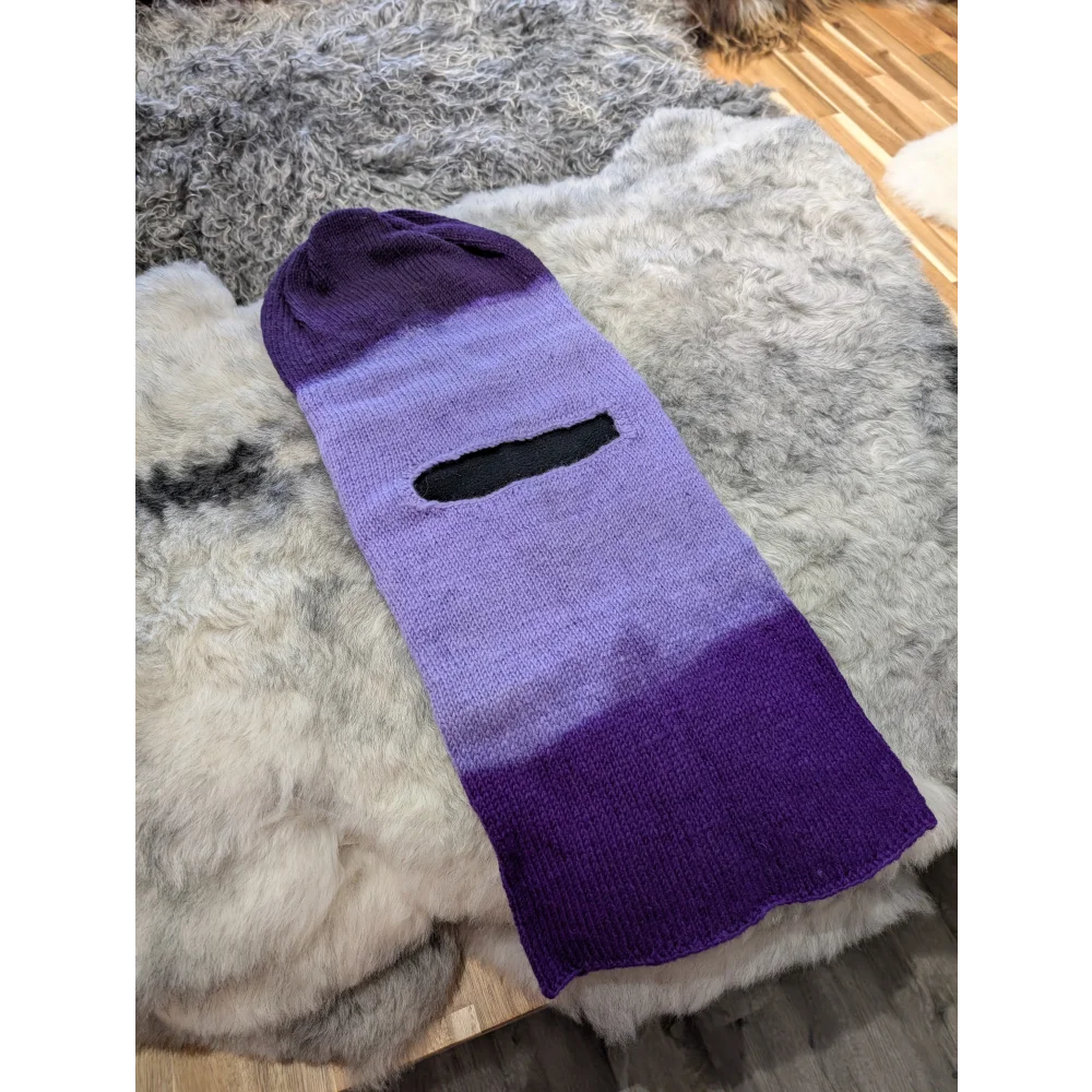Purple ombre knit balaclava with eye slit from Set of TWO Moonstone Dip Dye Slouch Balaclavas