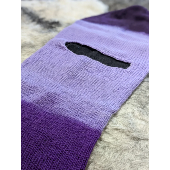 Purple ombré knit sleeve with thumbhole from Moonstone Dip Dye Slouch Balaclava set