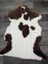 Brown and white fluffy tibet highland spotted sheepskin rug 41.5 x 25.5 inches grade a quality