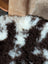 A plush curly brown and white tibet highland spotted sheepskin rug with soft natural texture grade a quality