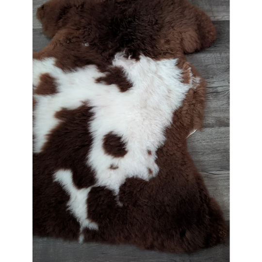 Brown and white tibet highland spotted sheepskin rug 42 by 25 inches soft and gorgeous highland spotted sheepskin