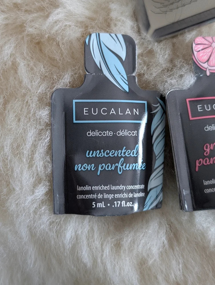 Eucalan unscented wash in Sheepskin Care Pack, 5 ml lanolin concentrate