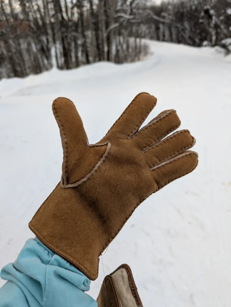 Brown suede sheep’s wool glove by Angus Oliver, Canada