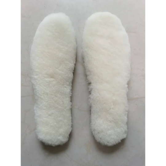 White fluffy sheepskin insoles made from Merino sheepskin for comfy sheepskin shoes