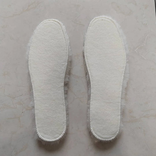White fluffy sheepskin insoles made from Merino sheepskin for comfy sheepskin shoes