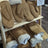 Cozy beige sheepskin mittens with fur trim and tags
