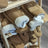 Cozy tan and gray Ugg sheepskin mittens with shearling lining