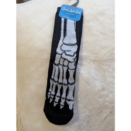 Black and white skeleton foot good luck socks design