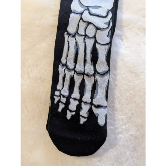 Black and white cotton skeleton hand good luck socks