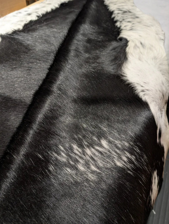 Large cowhide rug, soft underfoot, 85x75 inches, beautiful rugs