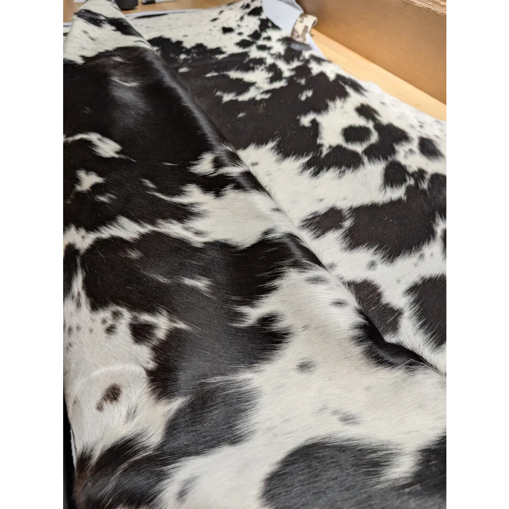 Small large cowhide rug with unique natural fur texture, 85.5 x 72 inches