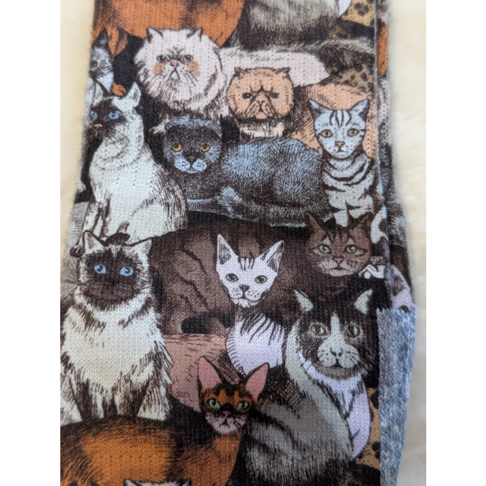Social Cats tie by Good Luck Socks with colorful cat breeds
