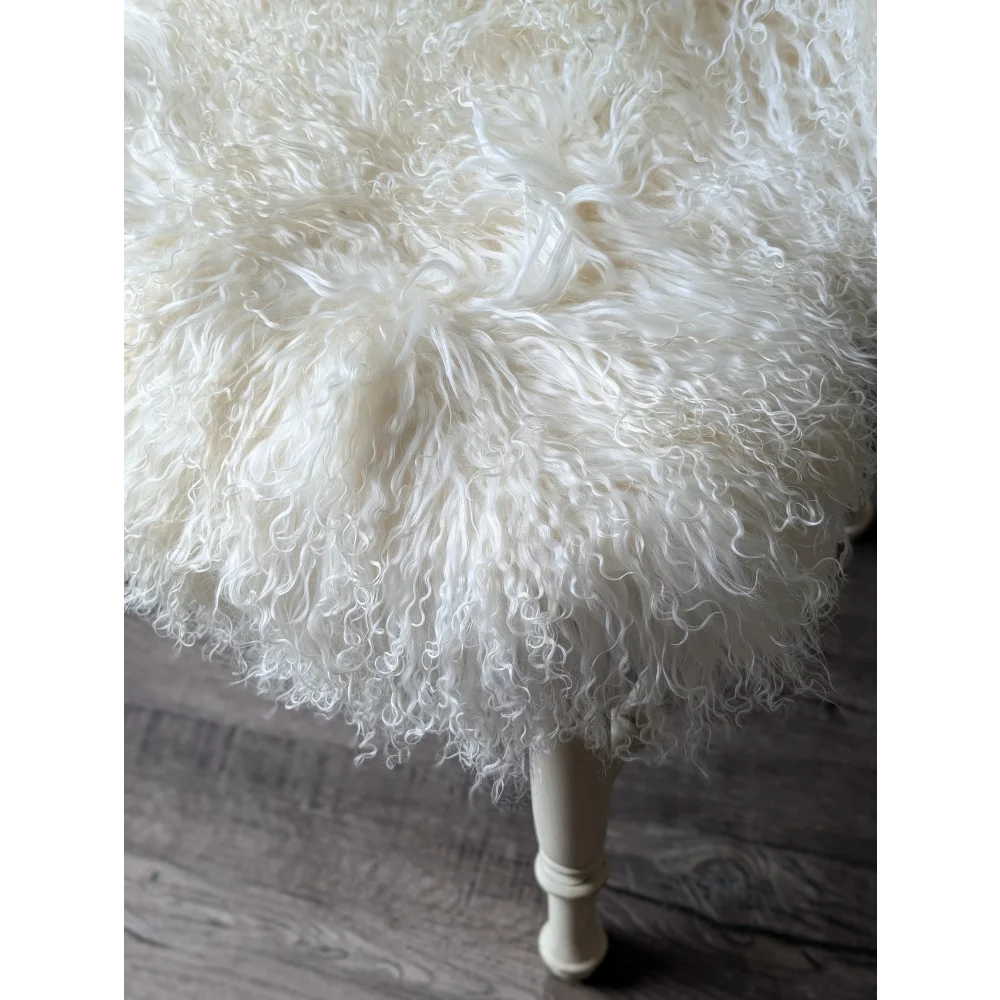 Gorgeous Angus Oliver Mongolian sheepskin chair with floral accent