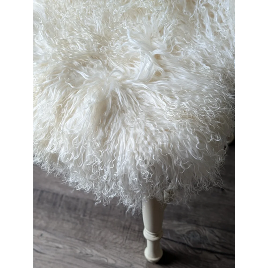 Gorgeous Angus Oliver Mongolian sheepskin chair with floral accent
