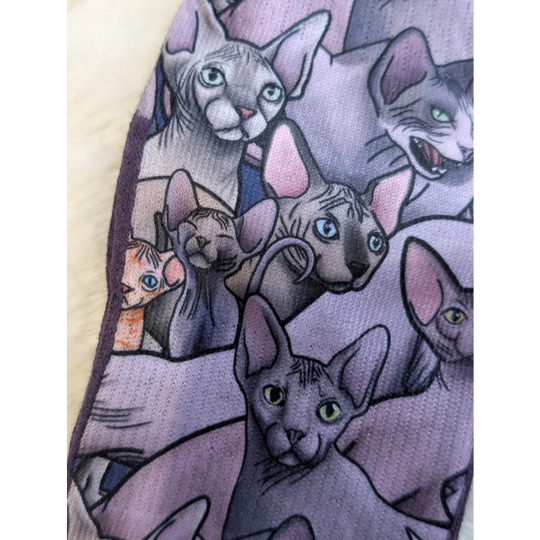 Lavender gray Sphynx cat scarf by Good Luck Socks