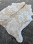 Large cowhide rug ss835 with natural irregular shape and mottled beige and creamy white fur perfect for rustic charm