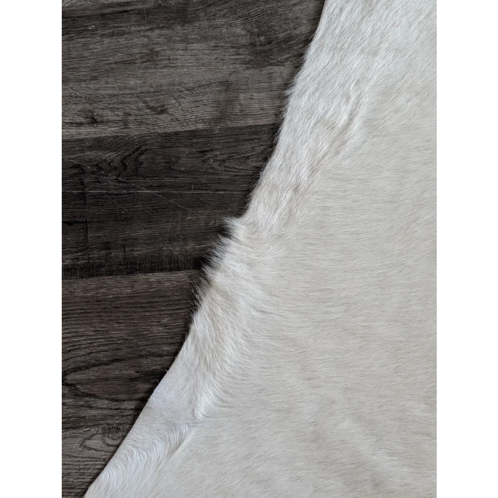 Large cowhide white ivory rug with soft natural fur texture and unique characteristics for beautiful rugs
