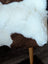White and brown tibet highland spotted grade a- sheepskin rug with a fluffy natural texture from nat’s grade