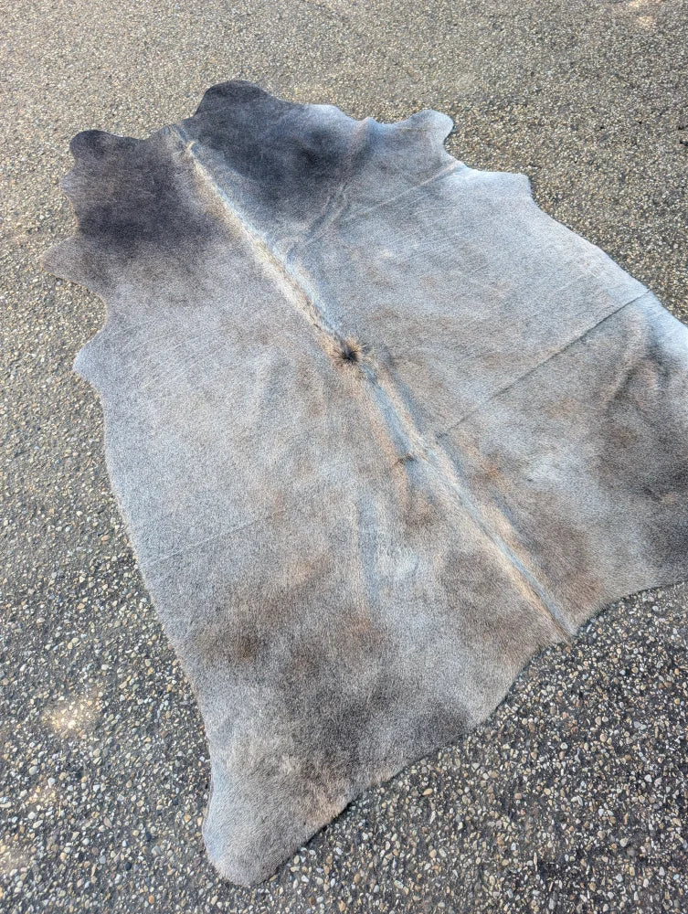 Sun1 large cowhide lovely cowhide rug in gray and black with unique characteristics and natural textured surface