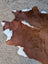 Sun11 80 x 66 large cowhide rug with brown and white natural fur texture showcasing unique characteristics