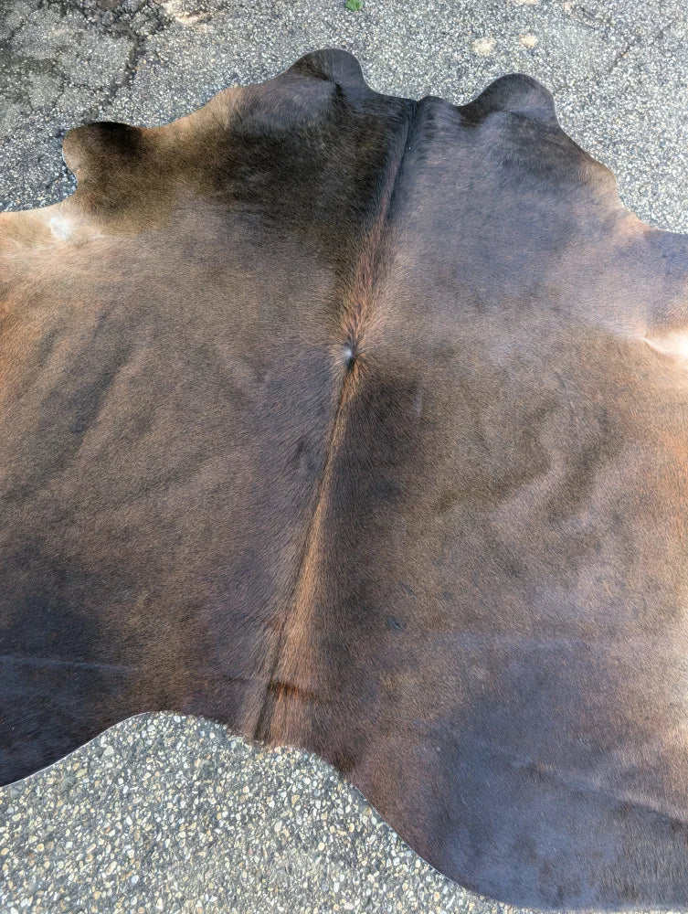 Large brown cowhide rug with natural fur texture and unique spine marking lovely cowhide rug sun17 75.5 x 76