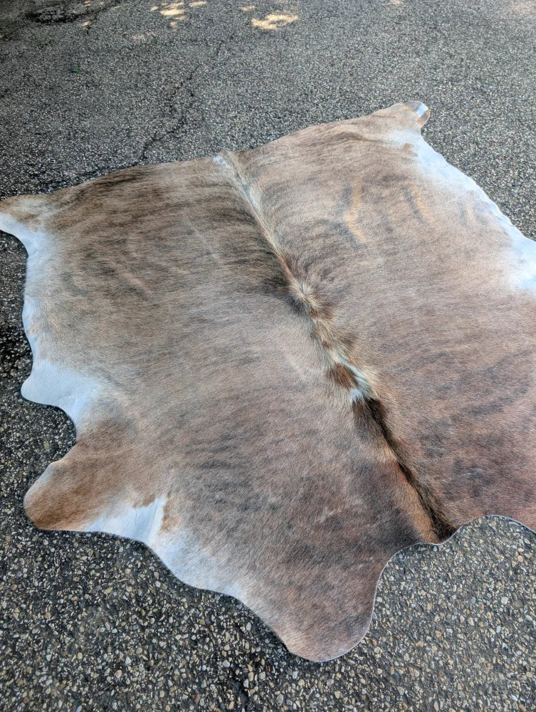 Large brown and white cowhide rug sun20 74.5 x 72 with natural fur texture and unique characteristics