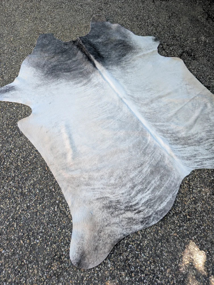 Large cowhide sun8 75.5 x 66 lovely cowhide rug with unique black and white marbled pattern and natural irregular shape