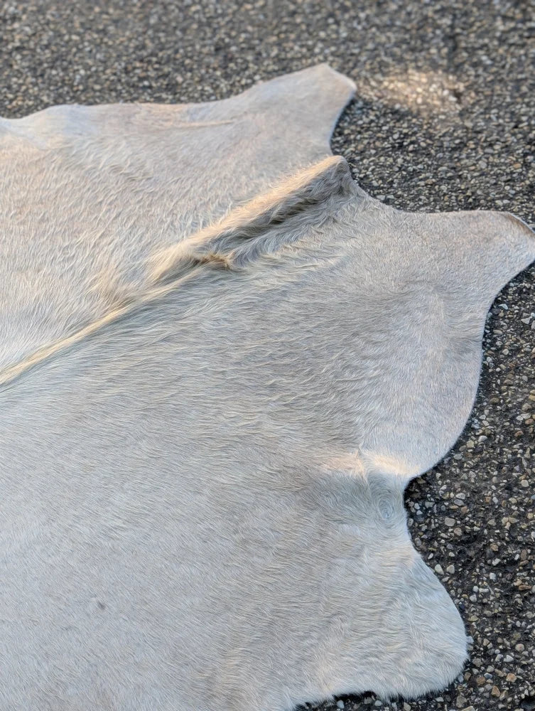 Sun9 83 x 74 large cowhide lovely cowhide rug in light gray with soft texture and unique characteristics