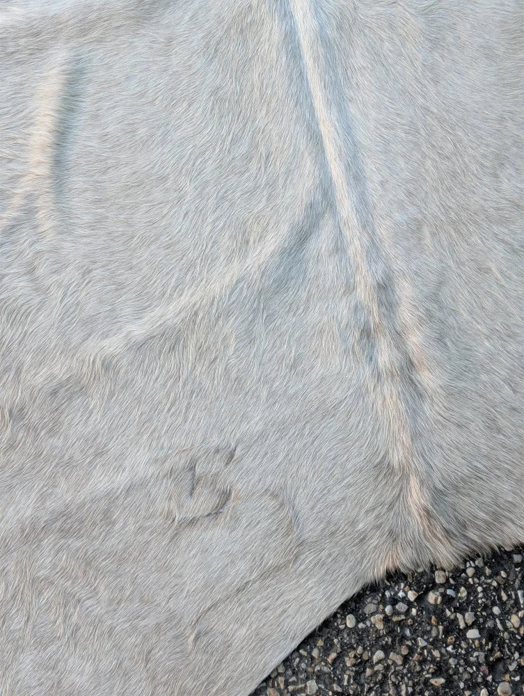 Gray large cowhide lovely cowhide rug with natural fur texture and unique characteristics in 83 x 74 size