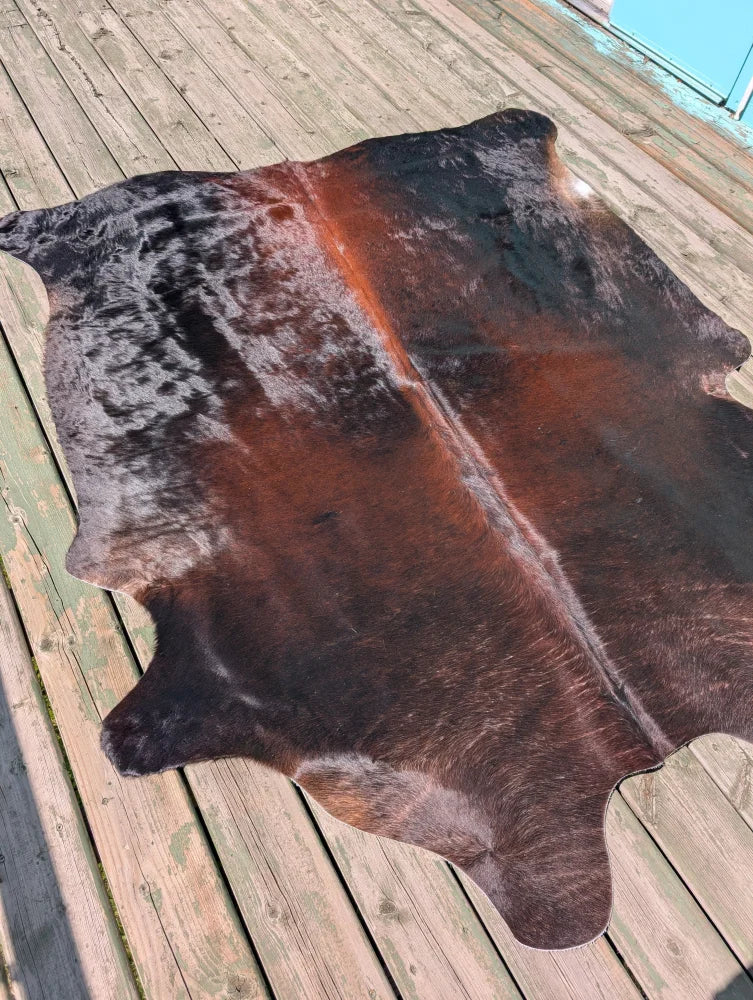 T16 78 x 64 large cowhide rug with soft textured natural brown and black angus oliver cowhide