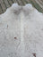 T#2 large cowhide rug 73 x 63 with white and natural brown speckles and unique central fur stripe