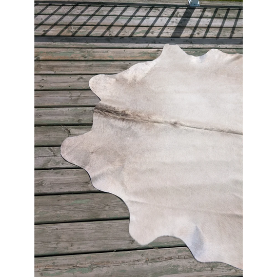 T20 82 x 63 gorgeous cowhide large cowhide rug with off-white soft texture and subtle darker markings by angus oliver