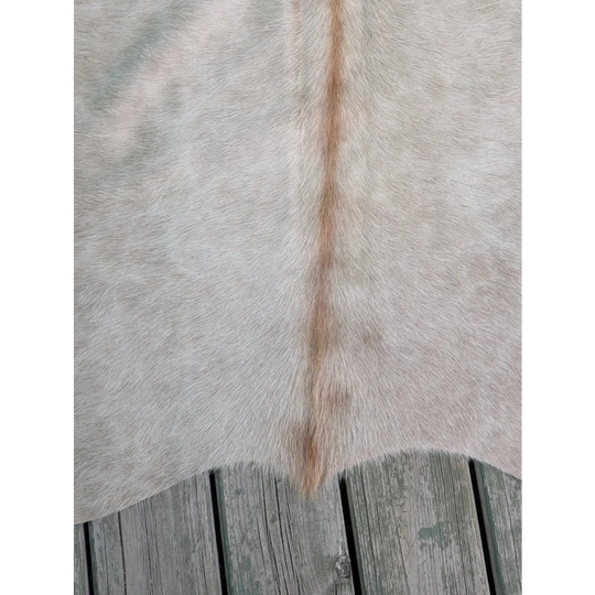 Large cowhide rug t3 66.5 x 62 soft light gray with subtle tan stripe featuring unique characteristics