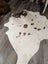 T#37 74 x 67 large cowhide rug with white and brown natural patches by Angus Oliver