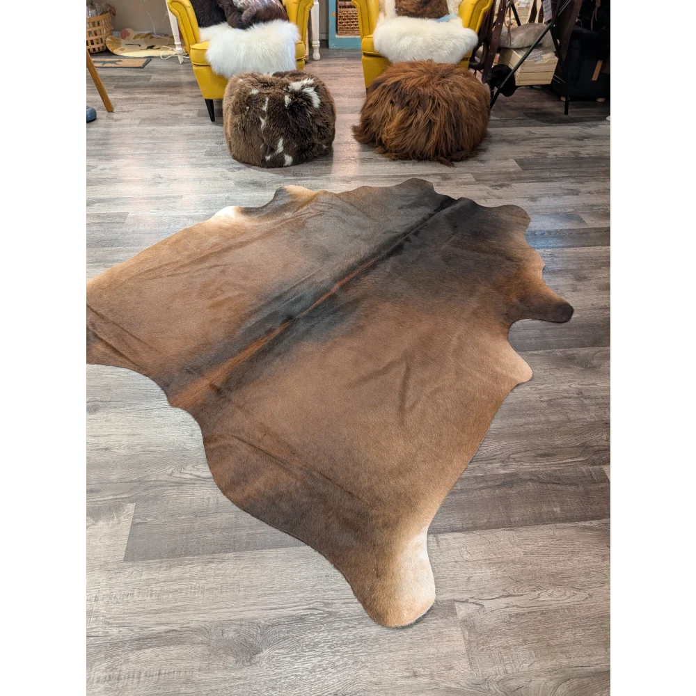 Large cowhide rug t40 77 x 66 inches with brown and black angus oliver natural fur texture