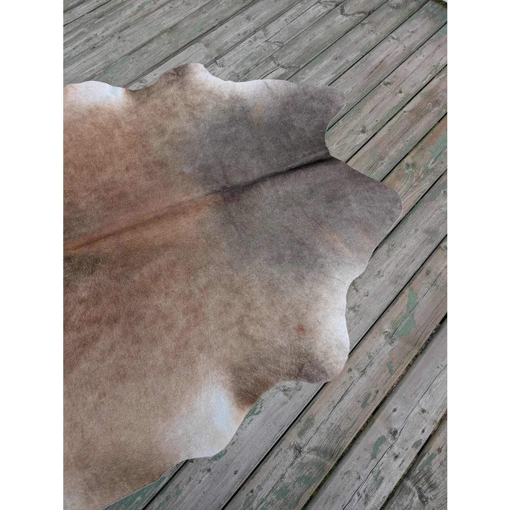 T5 73 x 64 gorgeous cowhide large cowhide rug with unique characteristics in natural brown and beige tones